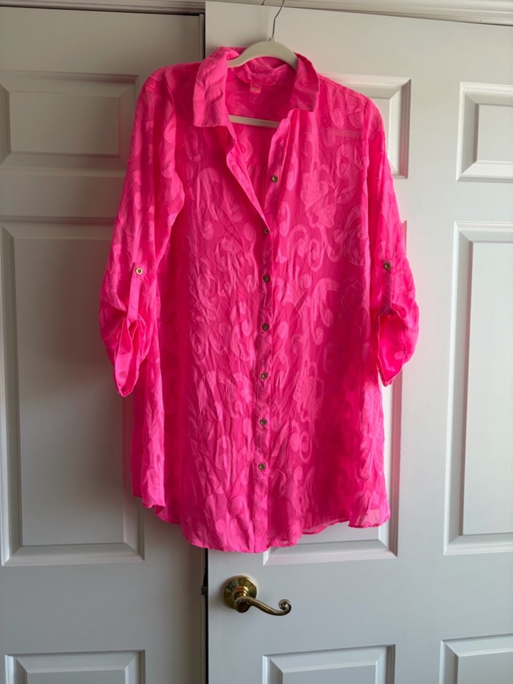Lilly Pulitzer Women's Hot Pink Button-Up Tunic Cover up